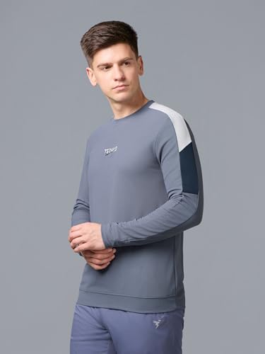 Image of TECHNOSPORT Men's Colorblock Full Sleeve T-Shirt MATPIQ Quick Dry Slim Fit Round Neck Sports Tee for Gym Casual Layering Wear UPF50+ Anti Odour