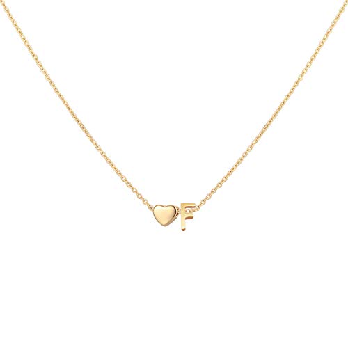 Initial Heart Necklace 18K Gold Plated Stainless Steel Tiny Heart Letter Necklace Personalized Monogram Name Necklace for Women