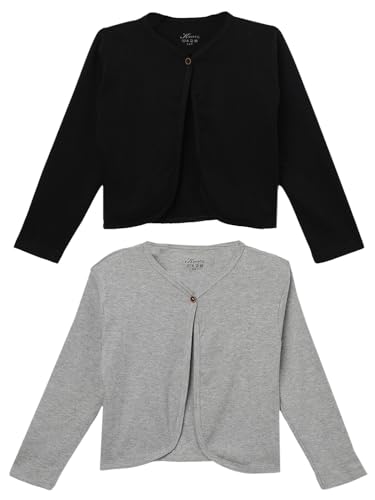 Image of KRYPTIC Kids Girls Regular Length Cotton Shrug - Pack of 2 Soft, Lightweight Open-Front Layers for Stylish Everyday Wear and Casual Outfits.