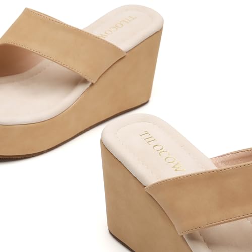 Image of Tilocow Wedge Bunion Sandals for Women Platform Slipper High Heel Wedge Flip-Flop Light Weight Ladies Shoes