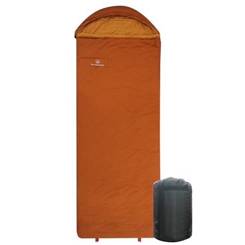 100% Cotton Shell and Lining Sleeping Bag for Adult Cold Weather with Compression Bag&Carry Bag for Camping,Travel and Car Camping