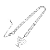 Artibetter Collar Colgante de Menorá de Acero Inoxidable en Color Plata Diseño Creativo y Acabado de Precisión para Hombres y Adolescentes en Diversas Ocasiones