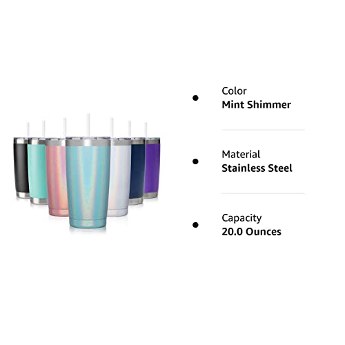 Civago 20Oz Insulated Stainless Steel Tumbler, Coffee Tumbler With Lid And Straw, Double Wall Vacuum Travel Coffee Mug, Powder Coated Spill-Proof Tumbler Cup For Hot And Cold Drinks (Mint Shimmer,1) #TOP7