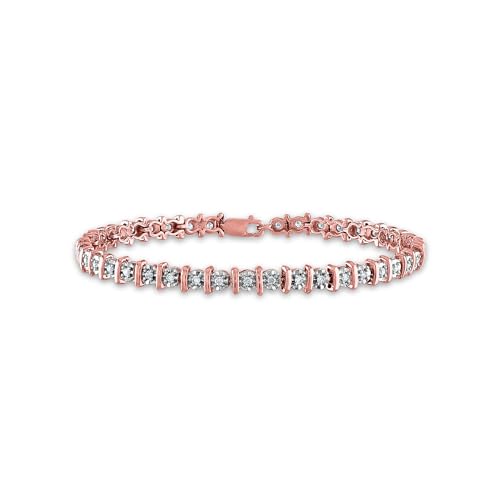 Image of 1 /2 Total Carat Weight (CTTW) Round Diamond Tennis Bracelet Available in 10K White, Yellow & Rose Gold With Length 7 Inches