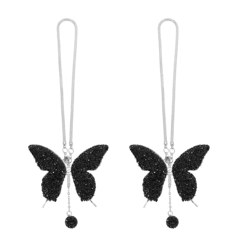 Accessoires de voiture élégants en strass noirs pendentifs de rétroviseur haut de gamme