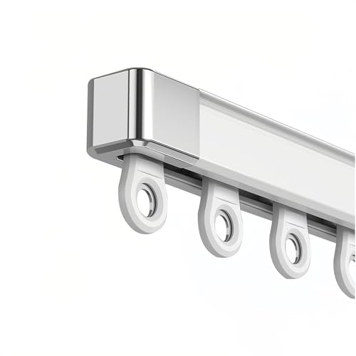 Rails à rideaux robustes double rangée blanc en aluminium réglable