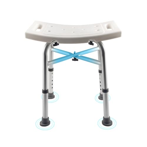 Synberli Shower Chair for Inside Shower, Upgrade Adjustable Lightweight Shower Stool Non-Slip Bath Seat for Elderly, Seniors, and Disabled Adults