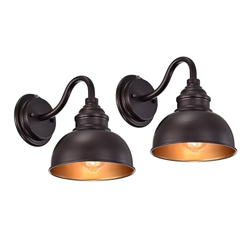 Image of Oil Rubbed Bronze Dusk to Dawn Outdoor Lights 2 Pack, 9 Inch Farmhouse Barn Lights Outdoor,Outside Wall Light for House, Garage, Doorway, Porch