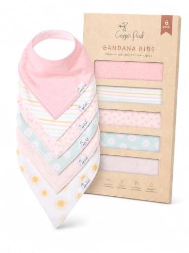 Image of Copper Pearl Baby Bibs for Baby Boy or Girl – Bandana Drool Bibs for Teething, Absorbent Bibs for Eating, Newborn to Toddler, 6 Pack, Sunny