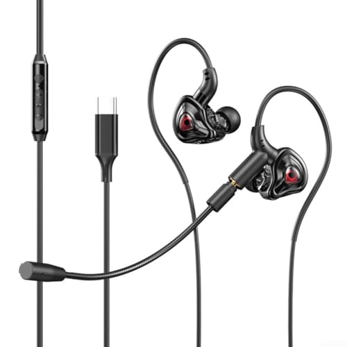 Auriculares con micrófono desmontable con cable con aislamiento de ruido para mejorar la experiencia de juego y música (USB C)