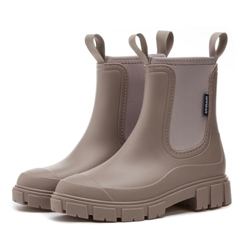 SmoothPace Botas de Agua Mujer Impermeables Botas de Lluvia Comodos Jardín Antideslizante Botines de Caucho 36-41EU