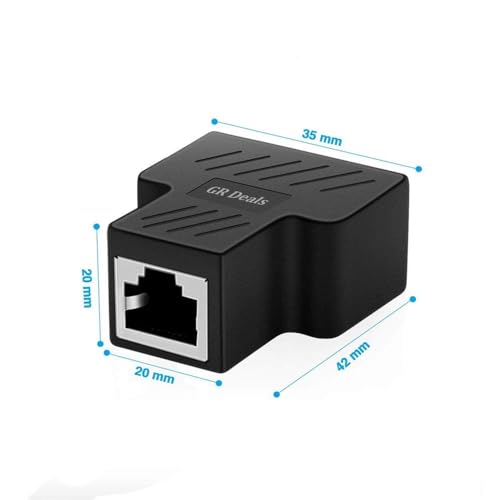 Image of RJ45 Splitter Connector,Dual LAN Ethernet Socket USB 1 to 2 Female Network Adapter Compatible with Cat5, Cat5e, Cat6, Cat7. (RJ45 Extender 1x2) Black. Pack of 1