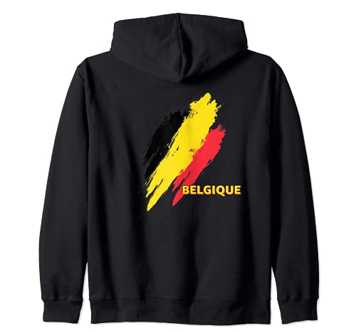 Flag Belgium Zip Hoodie, Black, S