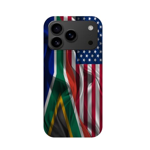 Vintage America South Africa African Silk Flag Case Compatible with iPhone 17 Pro Drop Protection Shockproof Anti Fingerprint Funny Novelty Phone Cover Slim Fit Silicone Black