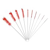 Long Straw Brush 10 Inch, 1 Set/10 Pcs Nylon Pipe Tube Cleaner, Red