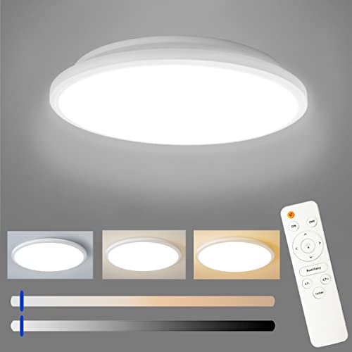 ZTWLEED Plafon LED Techo 24W,Lamparas de Techo Regulable 3000K-6000K,0-2160LM,30CM Lampara Techo Impermeable IP54,Pafon LED Techo Blanco Redondo para Cocina Dormitorio Balcón Pasillo Baño Salón Cover