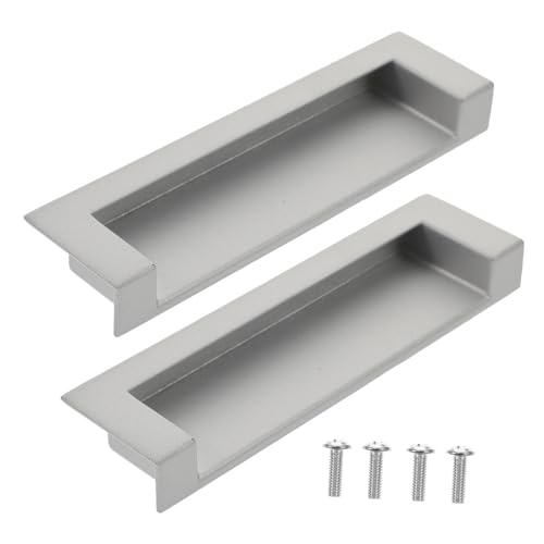 Hoement 2 piezas Tiradores Puerta Empotrados de Aleación de Zinc Tirador Invisible para Armarios y Muebles Diseño Ergonómico y Superficie Lisa Fácil Instalación Color Negro y Plata