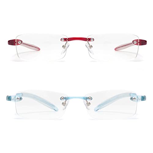 Amorays 2 paquetes gafas de lectura para hombre y mujer, anti luz azul gafas de lectura anti fatiga ocular antirreflejo ligero y flexible L620, Azul+Rojo, +2.50 Cover