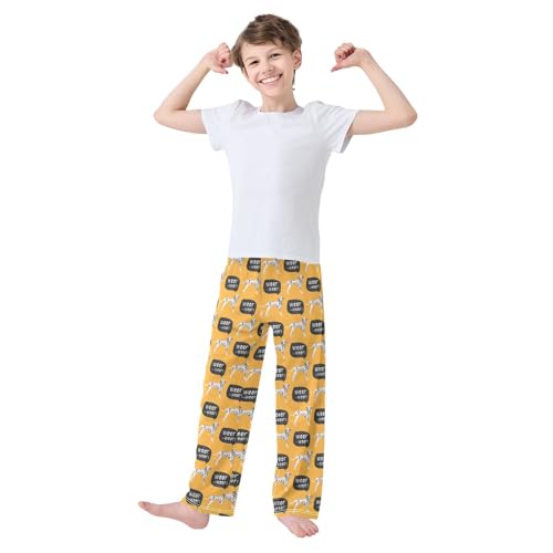 ZZXXB Dalmatian Dog Woof Boys Long Pants Soft Trousers Elastic Waist Kids Lounge Bottoms with Pockets S-XL2