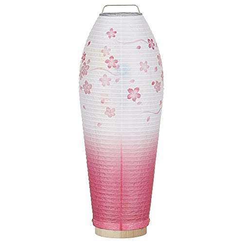 仏壇屋 滝田商店 盆提灯 ミニ 盆ちょうちん LED コードレス 回転行灯 灯影(ほかげ) そよ桜 3905 (一個)◆高さ28cm×巾10.5cm◆ 置き提灯 証明書付