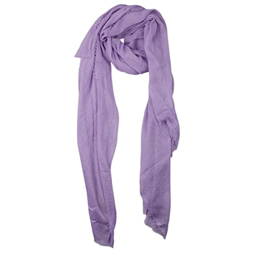 Belsen Classic Cotton Blend Crinkle Long Scarf Fashion Soft Lightweight Wrap Shawl (Lavender)