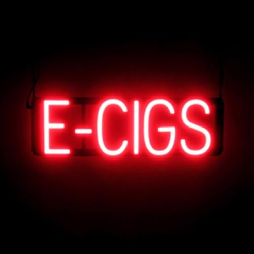 Image of SpellBrite E-CIGS Sign | Smoke Shop-Related Sign with Neon Look, Red LED Light Source | 20.1 inch x 6.3 inch