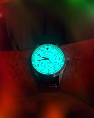 Image of RATIO Pilot Style Watch Analog Display Full Luminous Japanese Automatic 12 /24 Hours Time Display 200M Water Resistant Casual Wear Watches for Men