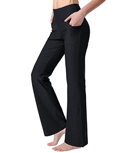 Image of Zeronic Women's Bootleg Yoga Pants with Pockets Long Bootcut Workout Running Pants Tummy Control Pockets Work Pants for Women