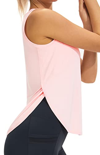 Joyspels Women's Pink Athletic Fit Silk Tank Top - Sleeveless Yoga Workout Gym Scoop Neck Shirt #TOP3