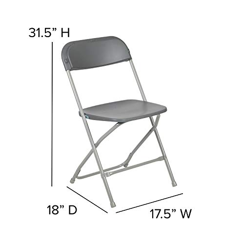 Image of Flash Furniture Hercules Series Plastic Folding Chair - Grey - 650LB Weight Capacity Comfortable Event Chair - Lightweight Folding Chair