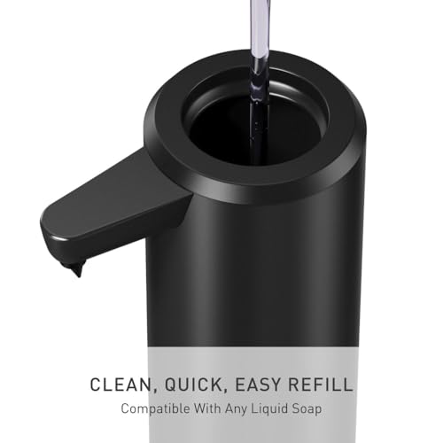 Image of simplehuman Liquid Sensor Pump, 9 oz Automatic Soap Dispenser for Kitchen and Bathroom, Touchless Motion Sensor, Variable Dispense, Rechargeable, No-Drip Spout, High-Grade Matte Black Steel
