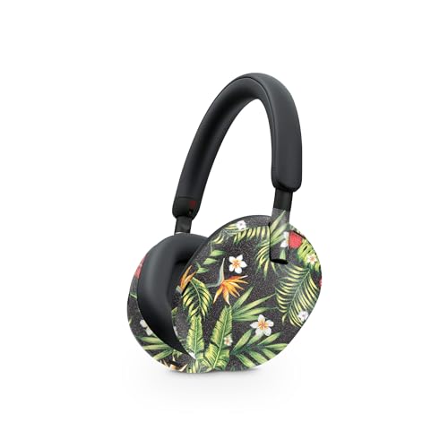Image of MightySkins Glossy Glitter Skin Compatible with Sony WH-1000XM5 Headphones - Dark Hibiscus | Protective, Durable High-Gloss Glitter Finish | Easy to Apply