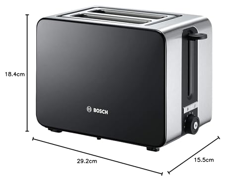 Bosch Sky Compact TAT7203GB 2 Slot Stainless Steel Toaster with 7 variable browning levels including frozen - Black