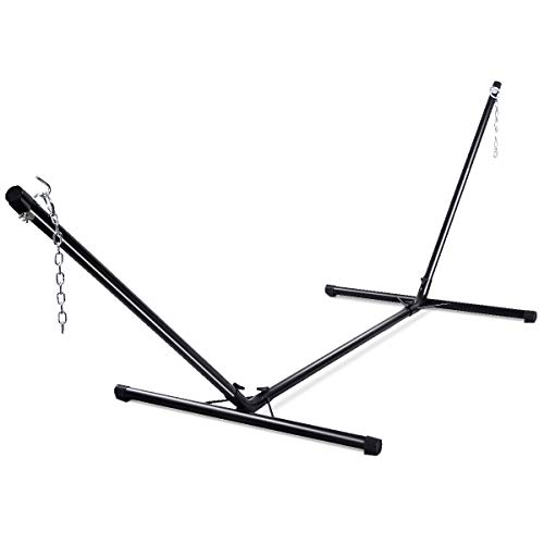 GOPLUS Soporte de Hamaca Universal portátil, Carga máxima 150 KG Material de Hierro, Resistente con Cadena para Colgar, Negro para jardín Camping Balcón, 325 x 100 x 106 CM - imagen 9