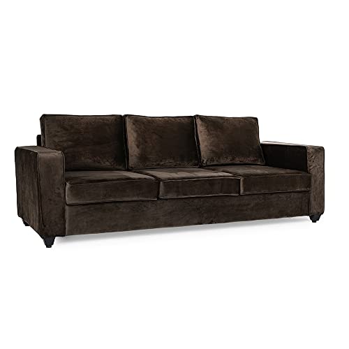 Image of Wakefit Sofa Set | 3 Year Warranty | Sofa 5 Seater, 5 Seater Sofa for Living Room, Wooden Sofa Set, Sofa Set 3+2 Seater - Napper(Fabric-Velvet : Stone)