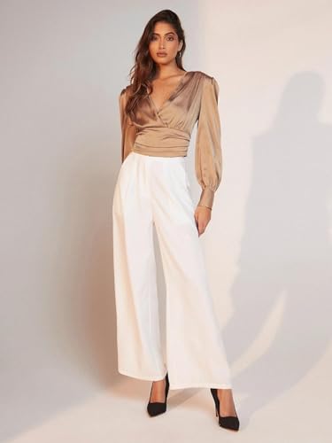 Image of KOTTY Womens Satin Full Sleeves Solid Regular Fit Top