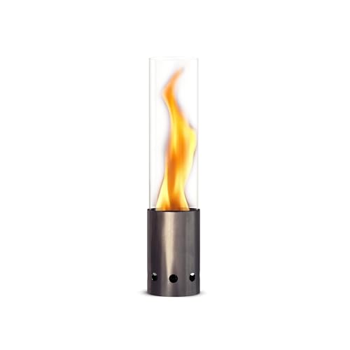 GARDENFLARE Tischkamin Outdoor – Rauchfreies Edelstahl Tischfeuer und Feuerrohr für Balkon & Terrasse – Hochwertige Gartendeko, Windlicht mit...