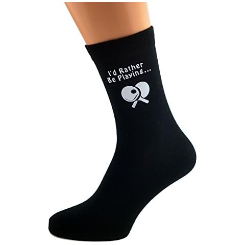 I'd Rather be Playing Table Tennis with Bats Image Design Mens Black Cotton Rich Socks Cover