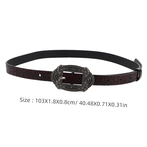 Men's Western Cowboy Belt Floral Embossed PU Waist Belt for Casual and Formal Wear Vintage Design with Distressed Aesthetic Elegant Craftsmanship Unique Floral Pattern2