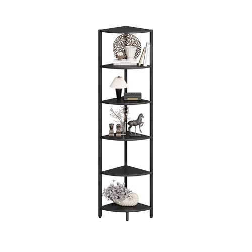 IRCPEN Meuble d'angle Debout 6 Niveaux Bibliothèque Bois Etagere Angle Meuble De Rangement Rayonnage pour Cuisine Salle De Bains Salon Bureau Noir CS-001BW