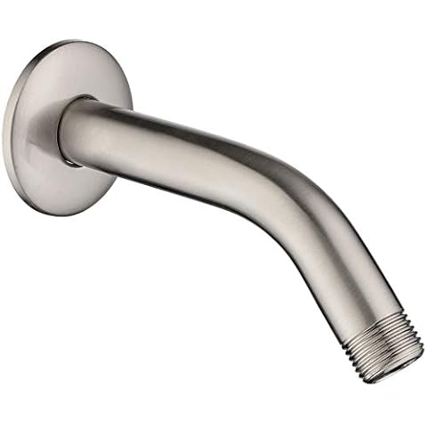 BRIGHT SHOWERS Shower Arm with Flange 6 Inch Brass Shower Pipe Arm Bathroom Rain Shower Arm Extension for Wall Mount, Brushed Nickel Cover