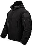 TACVASEN Windproof Men's Military Fleece Combat Jacket Tactical Hoodies, Black, M