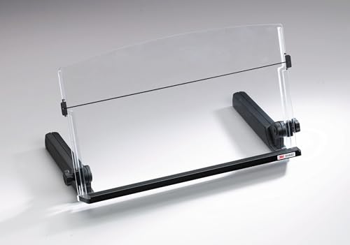 3M Adjustable Document Copy Holder, In-line with Monitor Minimizing Head and Neck Movement, 300 Sheet Capacity Holds Sheets to Books, Elastic Line Guide Keeps Pages Open, 18' Wide, Black (DH640)