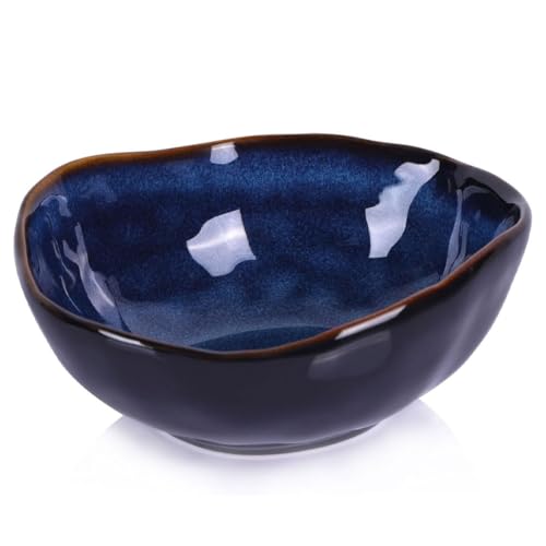 6" Blue Ceramic Decorative Bowl, Entryway Table Decor Pottery Key