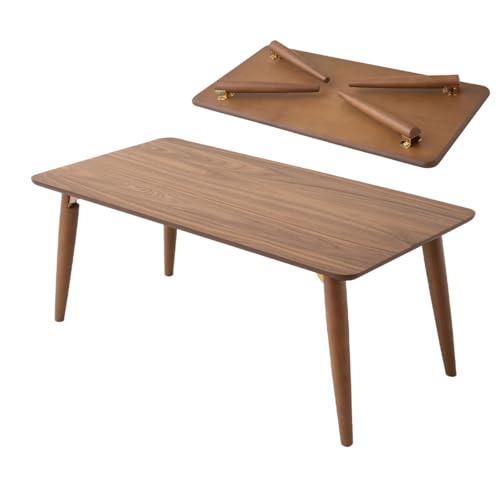 EMOOR Wood Folding Coffee Table Rectangle Large (52x105cm) Walnut, Floor Sitting Low Table Small...