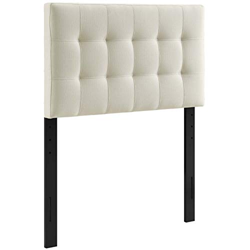 Image of Modway Lily Tufted Linen Fabric Upholstered Twin Headboard in Ivory