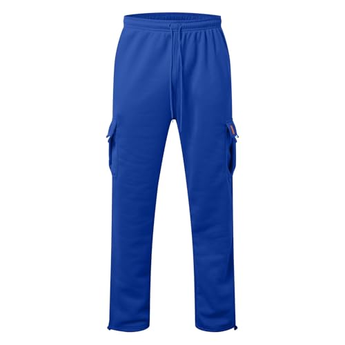 Sweat Pants for Mens, Plus Size Drawstring Elastic Waist Joggers with Pockets, Open Bottom Athletic Cargo Sweatpants4