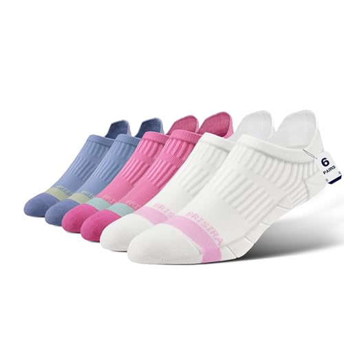 Image of BRISIRA Coolmax Bamboo Viscose Women Compression Running Ankle Socks No Show Athletic Wicking Thick Cushioned Arch Support