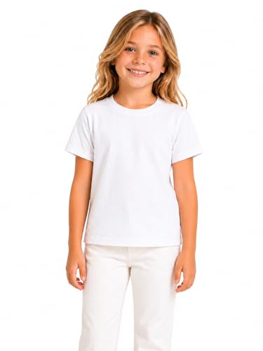 Image of DYCA by Bodycare Girls Solid Cotton T-Shirt, Round Neck Half Sleeves, Casual Regular Fit, Comfortable Tshirt for Kids
