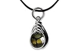 Dragon Vein Agate 6mm Herringbone Pendant in Steel, Copper, Bronze, Black Iron, Titanium, Sterling Silver, 14K Gold, Rose Gold, or Black Niobium Wire (Handmade) Gemini Zodiac